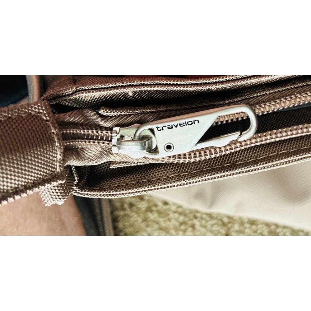 Travelon 5 Point Anti-Theft Security System Tan Classic Mini Shoulder Crossbody - Picture 5 of 11